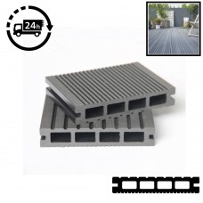**CLEARANCE** Composite Decking Board Eco - Anthracite Grey / Black Lined / Wood Grain Effect 3m - Plastic Decking PVC Decking WPC Decking Hollow Garden Exterior Decking Boards  **CLEARANCE** Composite Decking Board Eco - Anthracite Grey / Black Lined / Wood Grain Effect 3m - Plastic Decking PVC Decking WPC Decking Hollow Garden Exterior Decking Boards